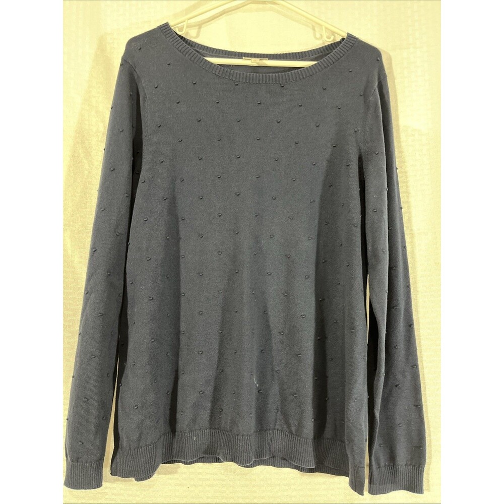 Talbots Navy Crew Neck Sweater Womens M Winter Cozy